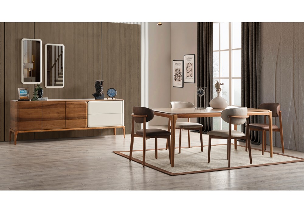 Trend Ahşap Ayaklı Modern Yemek Odası Takımı