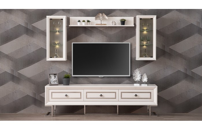 Berrak Metal Ayaklı Tv Ünitesi (Gümüş)