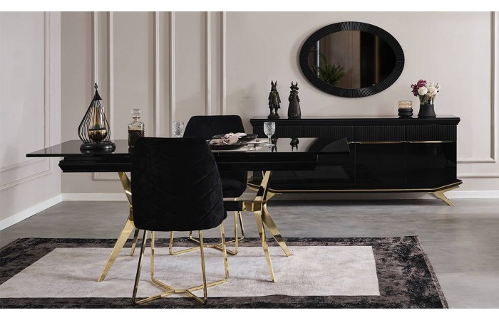 Masarati Gold Metal Ayaklı Yemek Odası Takımı