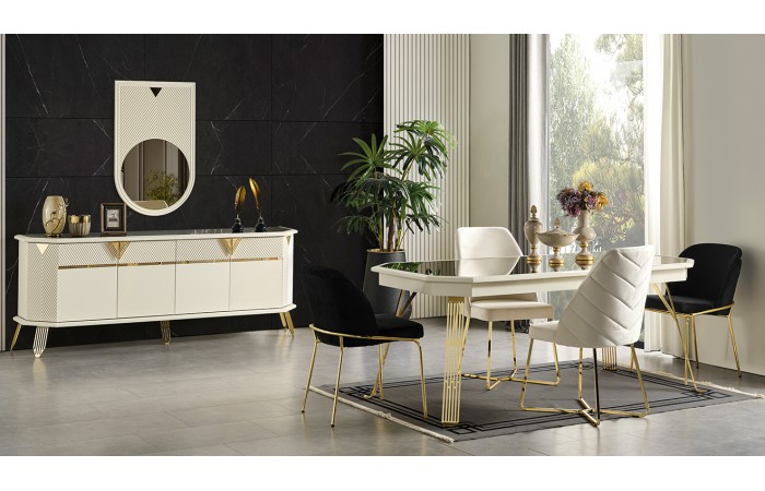 City Gold Metal Ayaklı Yemek Odası Takımı