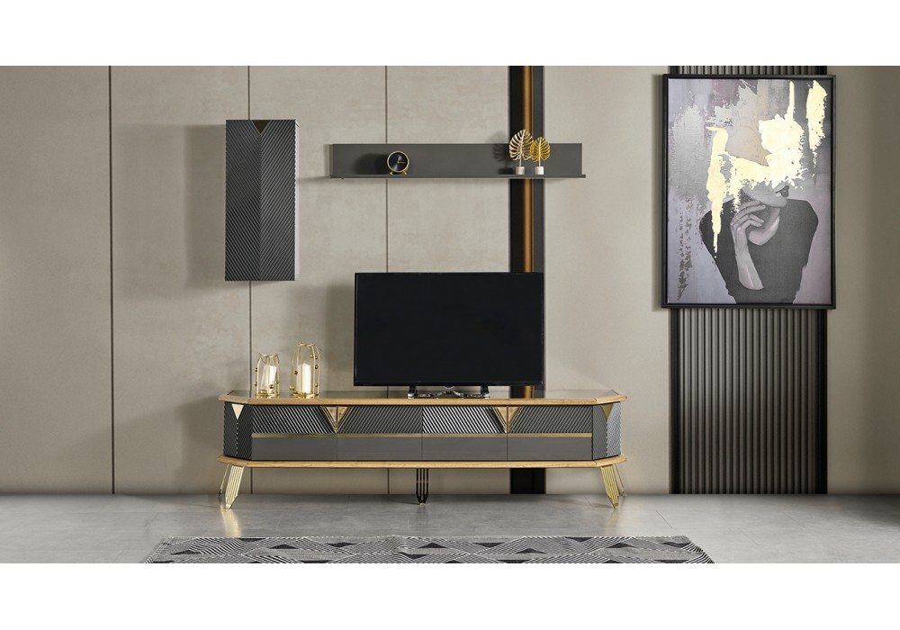 Marsilya Gold Metal Ayaklı Tv Ünitesi