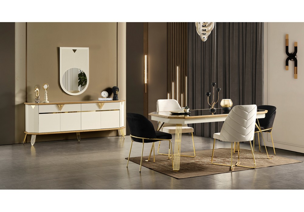 Milano Gold Metal Ayaklı Yemek Odası Takımı