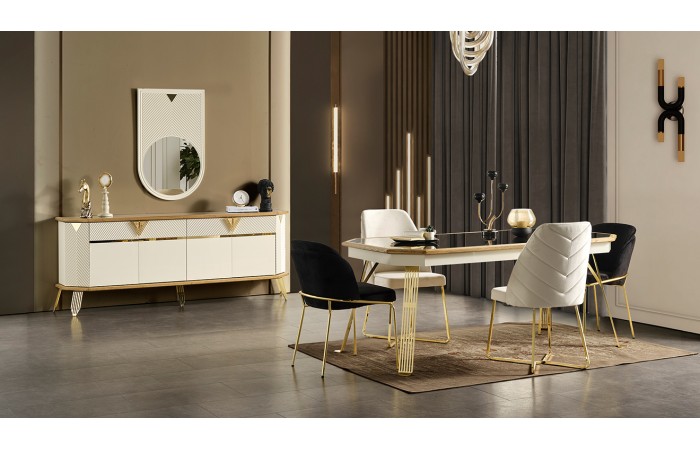 Milano Gold Metal Ayaklı Yemek Odası Takımı