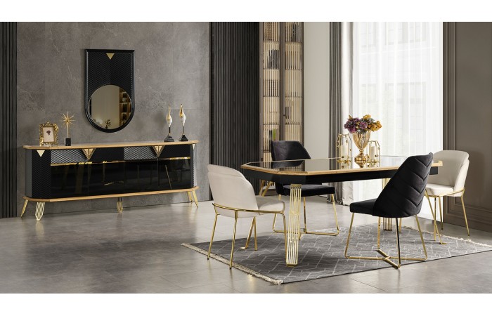 Porto Gold Metal Ayaklı Yemek Odası Takımı
