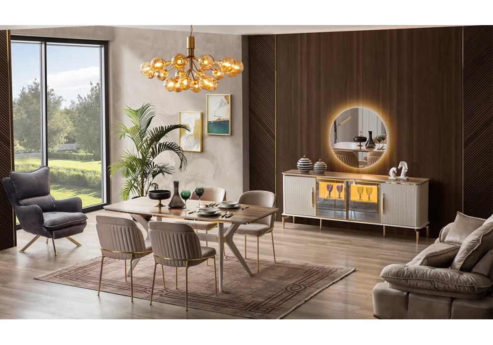 Royal Gold Metal Ayaklı Yemek Odası Takımı