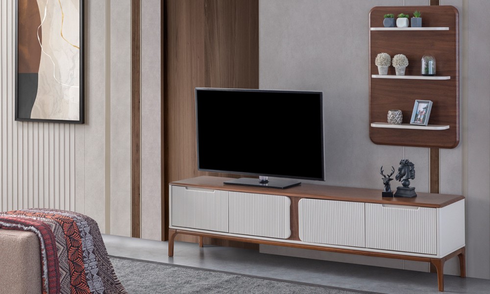 İnci Ahşap Ayaklı Modern Tv Ünitesi