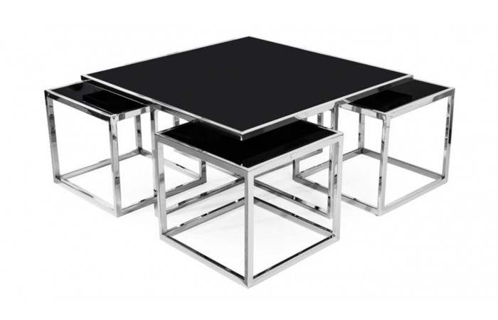 Class Gümüş Metal Ayaklı Orta Sehpa