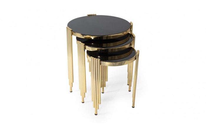 Side Gold Ayaklı Zigon Sehpa