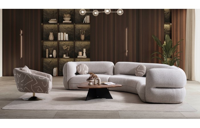 Luna Krem Modern Köşe Koltuk Takımı