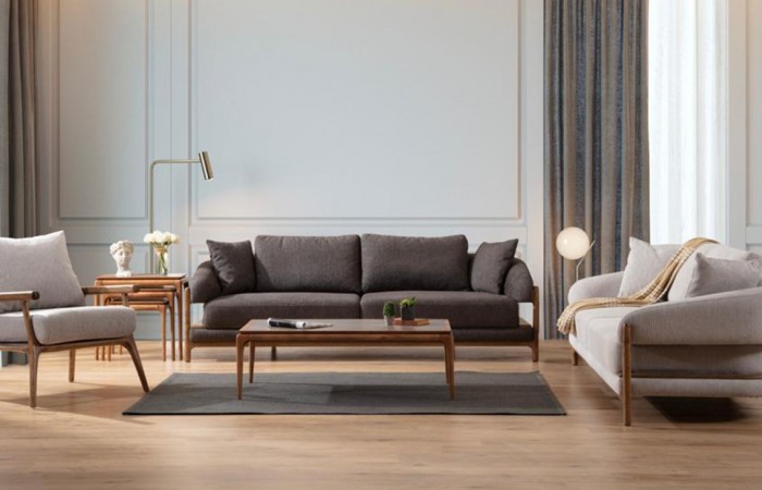 Acara Ahşap Ayaklı Modern Koltuk Takımı 2