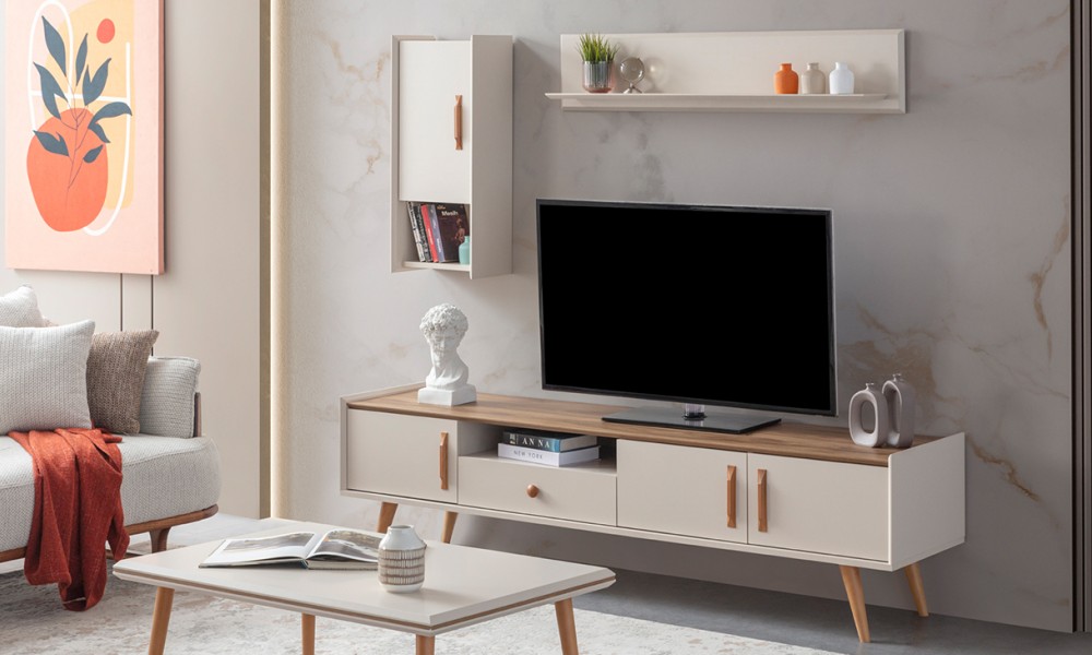 Giza Ahşap Ayaklı Tv Ünitesi Giza Ahşap Ayaklı Tv Ünitesi