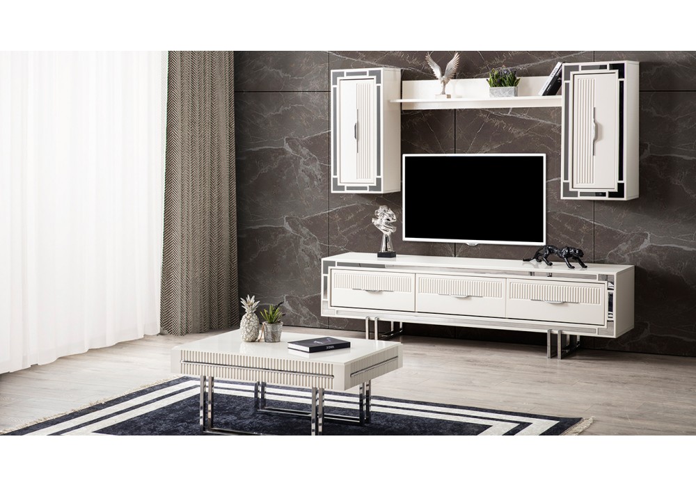 Aspendos Gümüş Metal Ayaklı Tv Üntesi