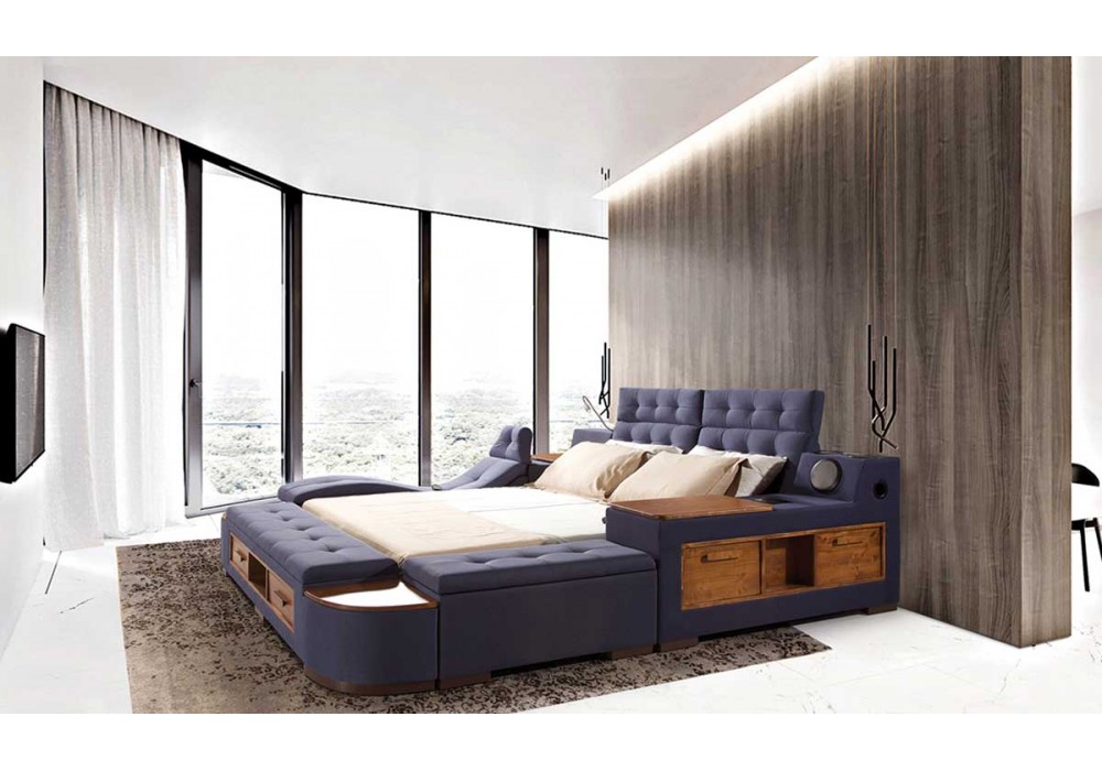 Luxe Life Mavi Masajlı Ses Sistemli Akıllı Karyola