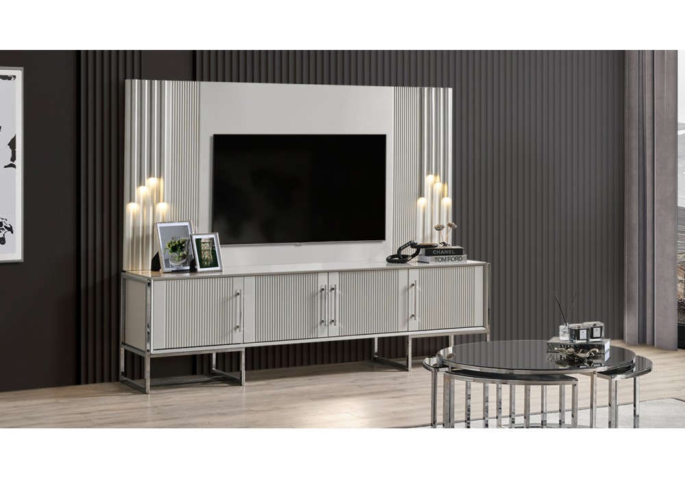 Pırlanta Gümüş Metal Ayaklı Tv Ünitesi