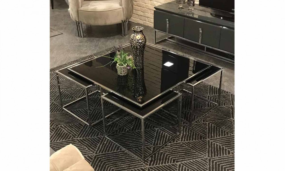 Kante Metal Ayaklı Krom 4+1 Sehpa