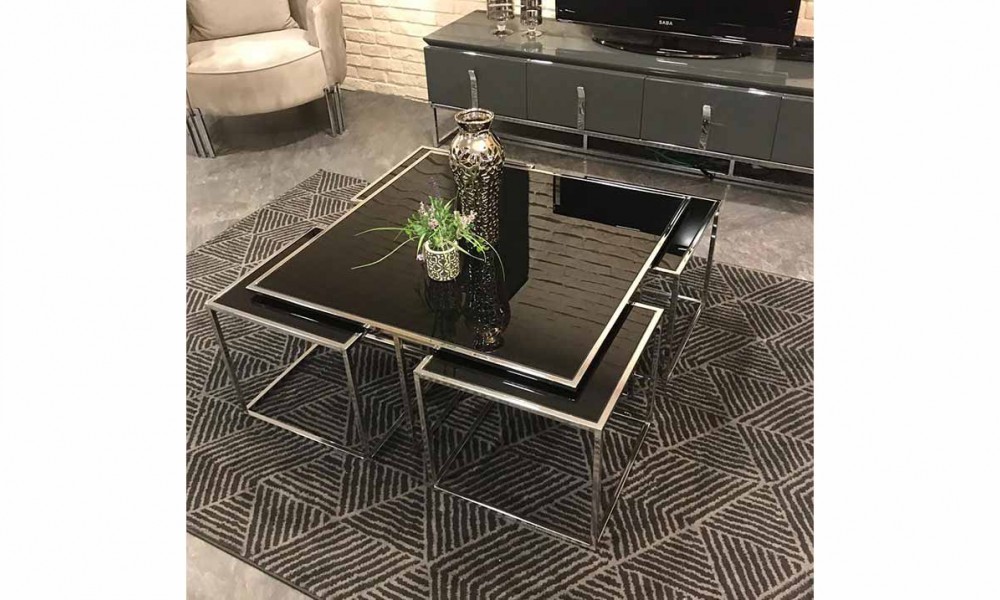 Kante Metal Ayaklı Krom 4+1 Sehpa