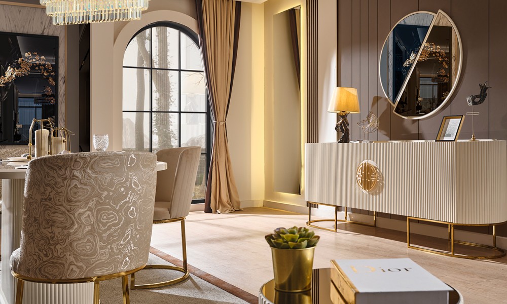 Gucci Ekru Gold Metal Ayaklı Yemek Odası Takımı Yemek Odası Gucci Ekru Gold Metal Ayaklı Yemek Odası Takımı Yemek Odası