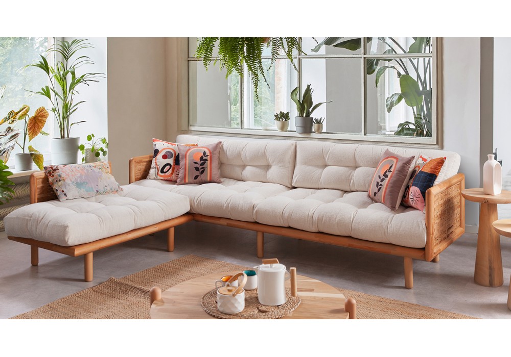 Loft Ahşap Ayaklı Köşe Koltuk Takımı