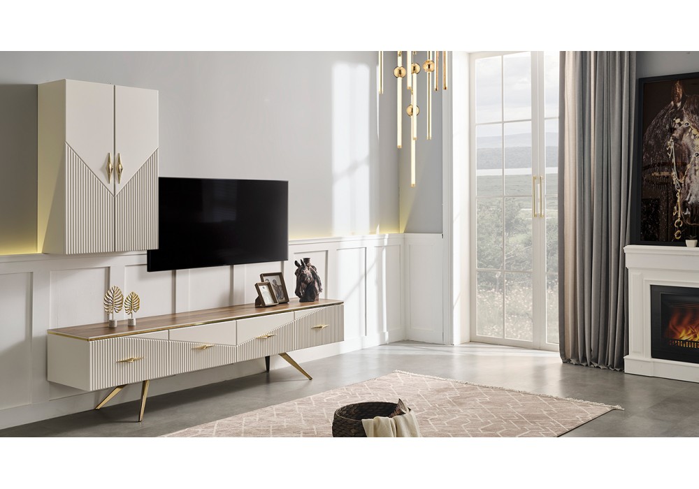 Lüxen Gold Metal Ayaklı TV Ünitesi