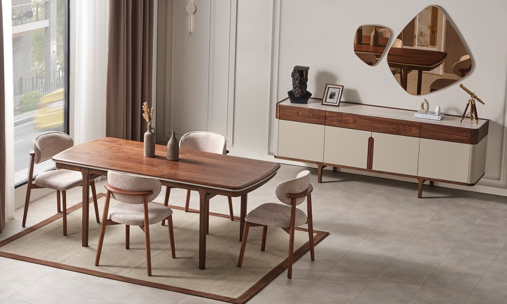 Mirabella Ahşap Ayaklı Modern Yemek Odası Takımı