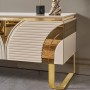 İmaj Panolu Gold Metal Ayaklı Tv Ünitesi