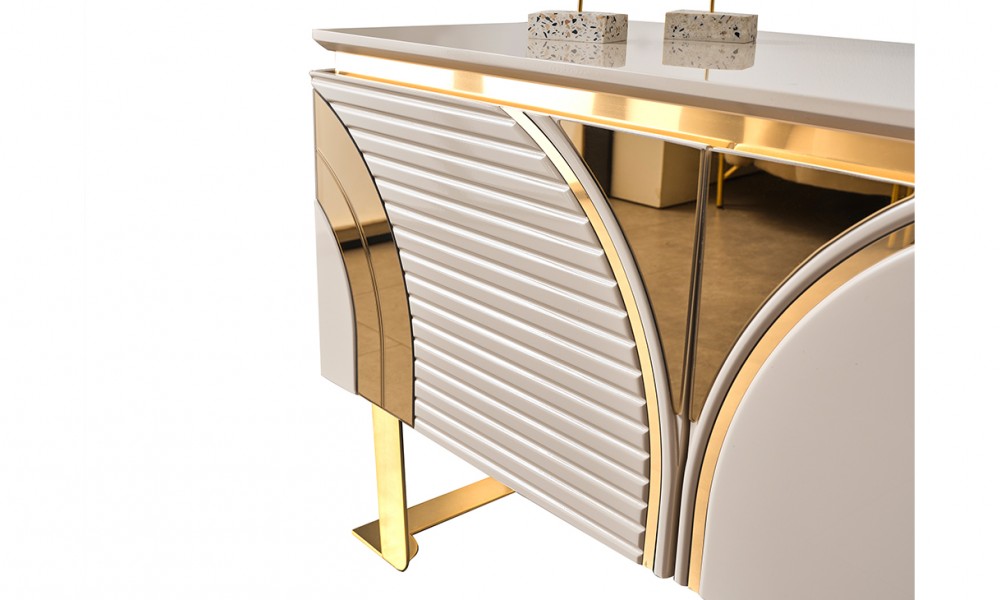 İmaj Panolu Gold Metal Ayaklı Tv Ünitesi