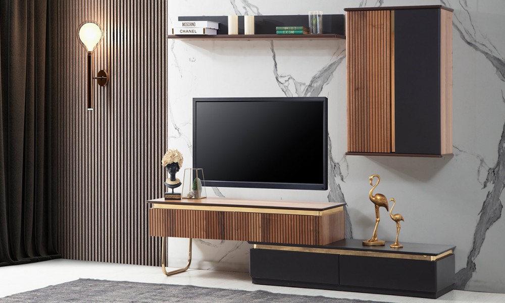 New Gloria Gold Metal Ayaklı TV Ünitesi New Gloria Gold Metal Ayaklı TV Ünitesi