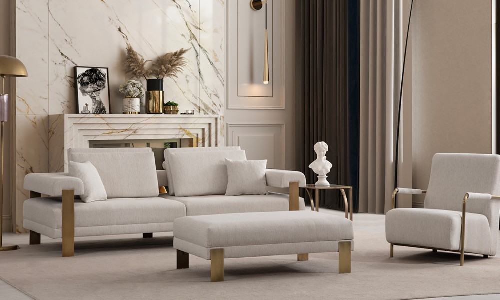 Deep Living Antik Metal Ayaklı Koltuk Takımı