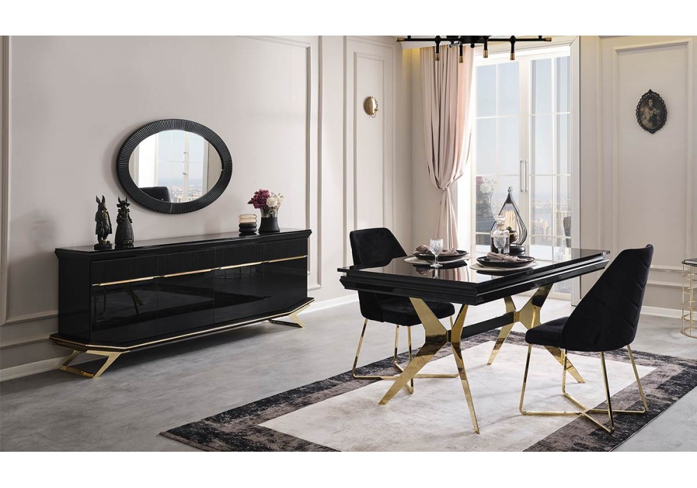 Masarati Gold Metal Ayaklı Yemek Odası Takımı