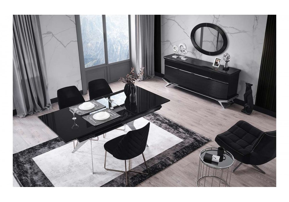 Masarati Gümüş Metal Ayaklı Yemek Odası Takımı