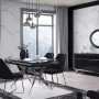 Masarati Gümüş Metal Ayaklı Yemek Odası Takımı
