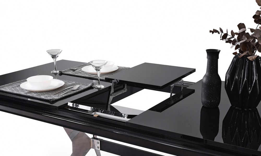 Masarati Gümüş Metal Ayaklı Yemek Odası Takımı