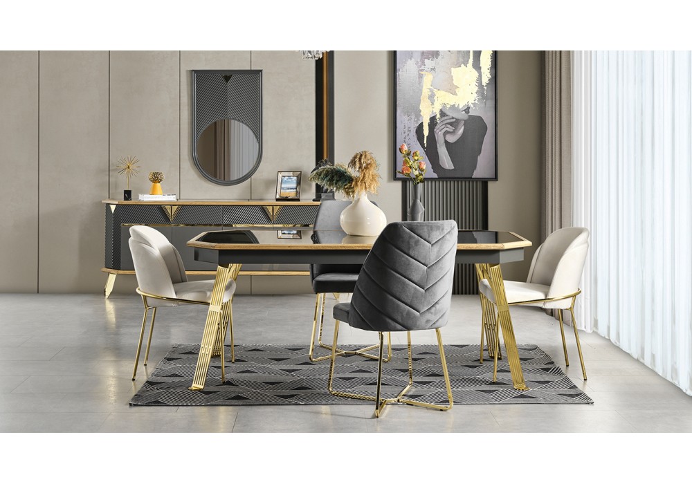 Marsilya Gold Metal Ayaklı Yemek Odası Takımı