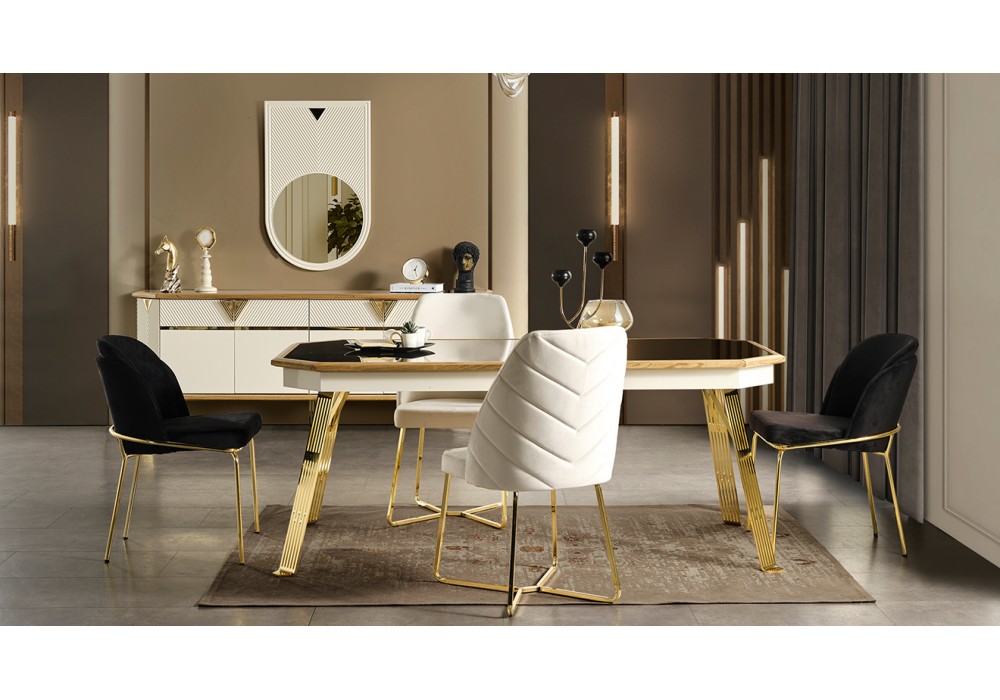 Milano Gold Metal Ayaklı Yemek Odası Takımı