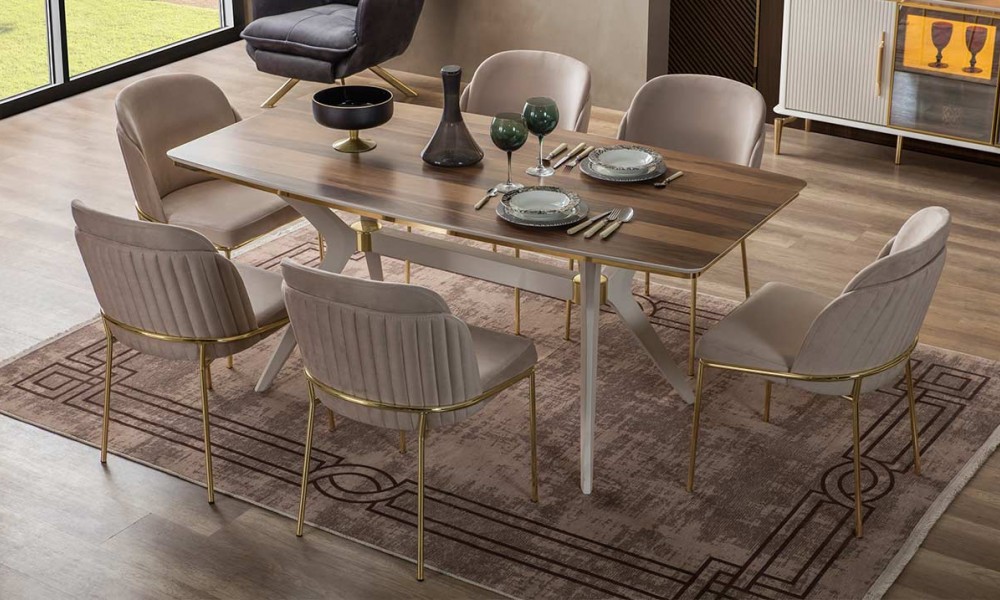 Royal Gold Metal Ayaklı Yemek Odası Takımı Yemek Odası Royal Gold Metal Ayaklı Yemek Odası Takımı Yemek Odası