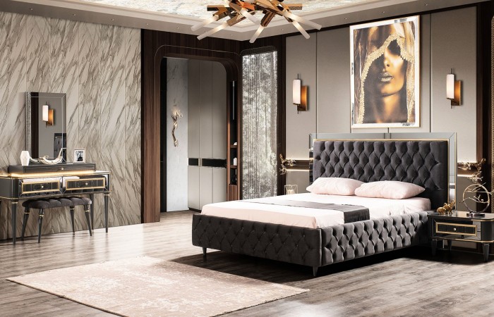 World Luxury Siyah Yatak Odası Takımı