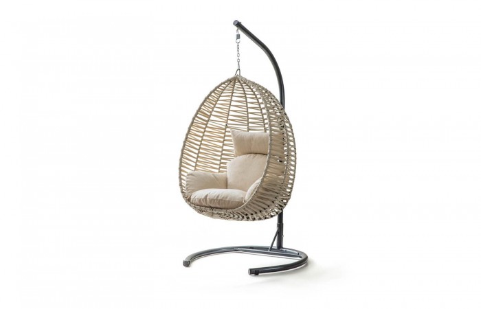 Rattan Bahçe - Balkon Salıncağı Krem - Krem Minder CV-05 Salıncak