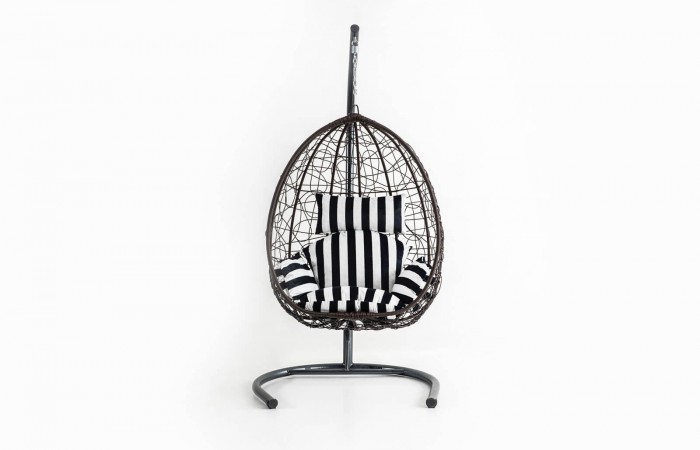 Rattan Bahçe - Balkon Salıncağı Kahve - Zebra Minder CV-16 Salıncak