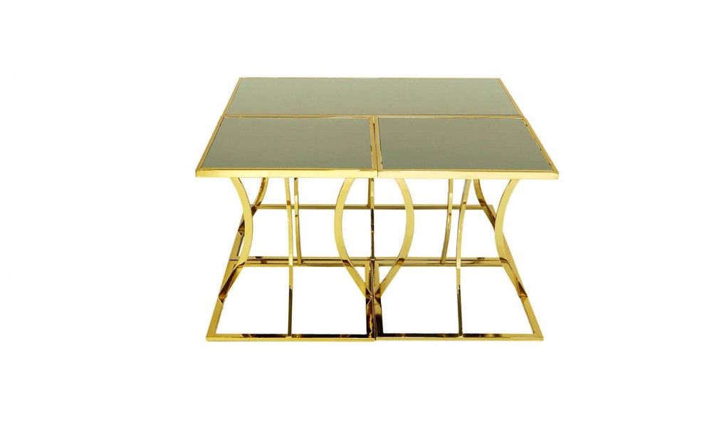 HR-8024 Üçlü Kupa Orta Sehpa Gold İndirimli Mobilya