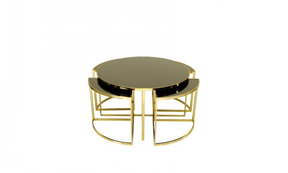 HR-8018 Yavrulu Orta Sehpa Gold İndirimli Mobilya