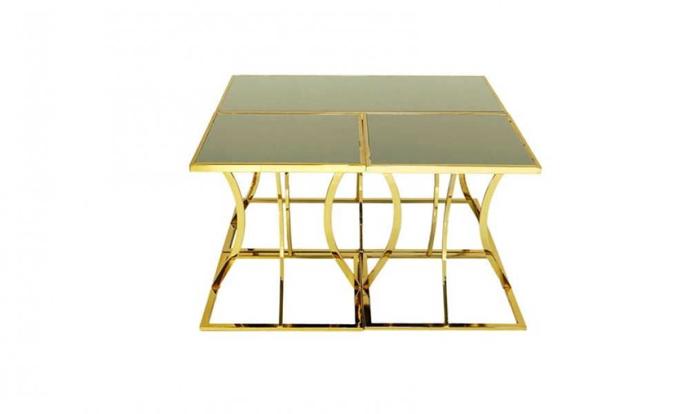 HR-8024 Üçlü Kupa Orta Sehpa Gold İndirimli Mobilya