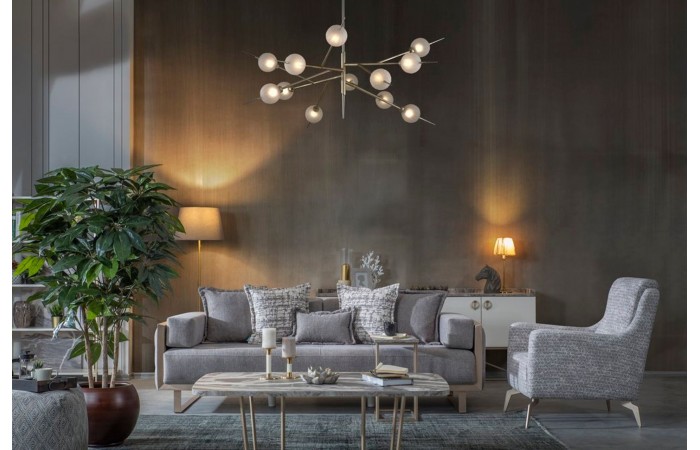 Loft Koltuk Takımı, Gri, Gold Ayak