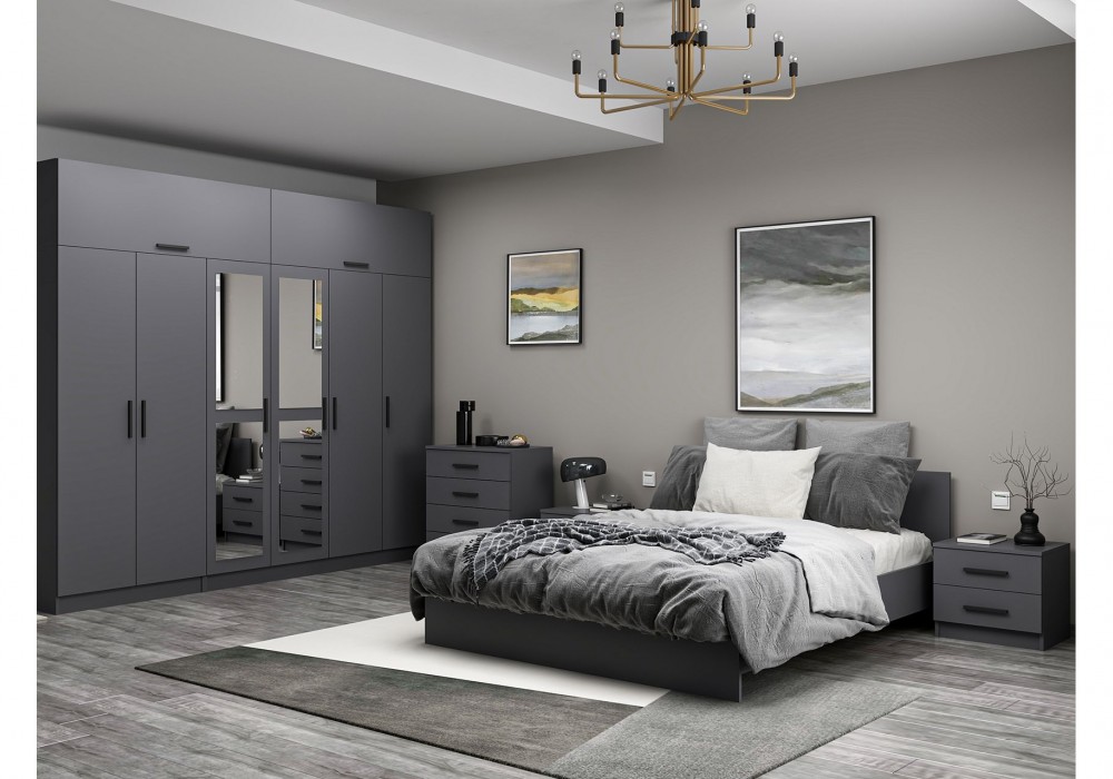 Kale210 Yatak Odası Takımı, Antrasit, 6 Kapaklı, Set 57