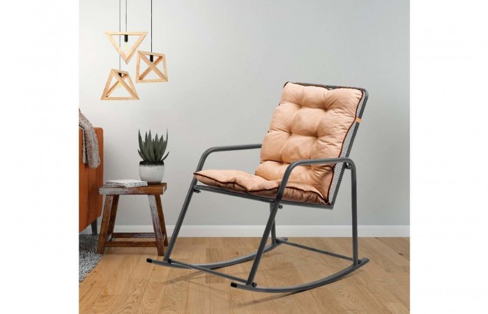 Retodesign Minderli Sallanan Sandalye, Siyah, Metal