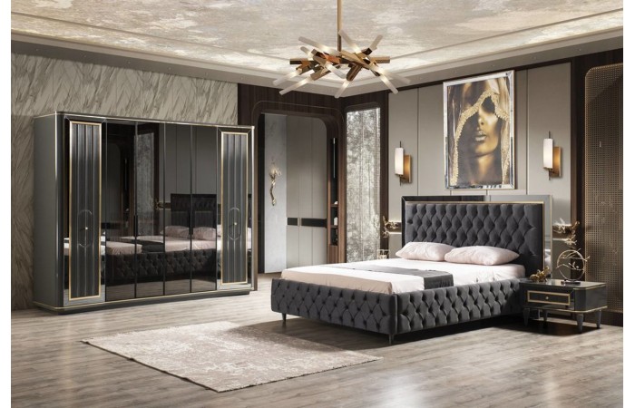 Luxury Black Yatak Odası Takımı, 6 Kapaklı
