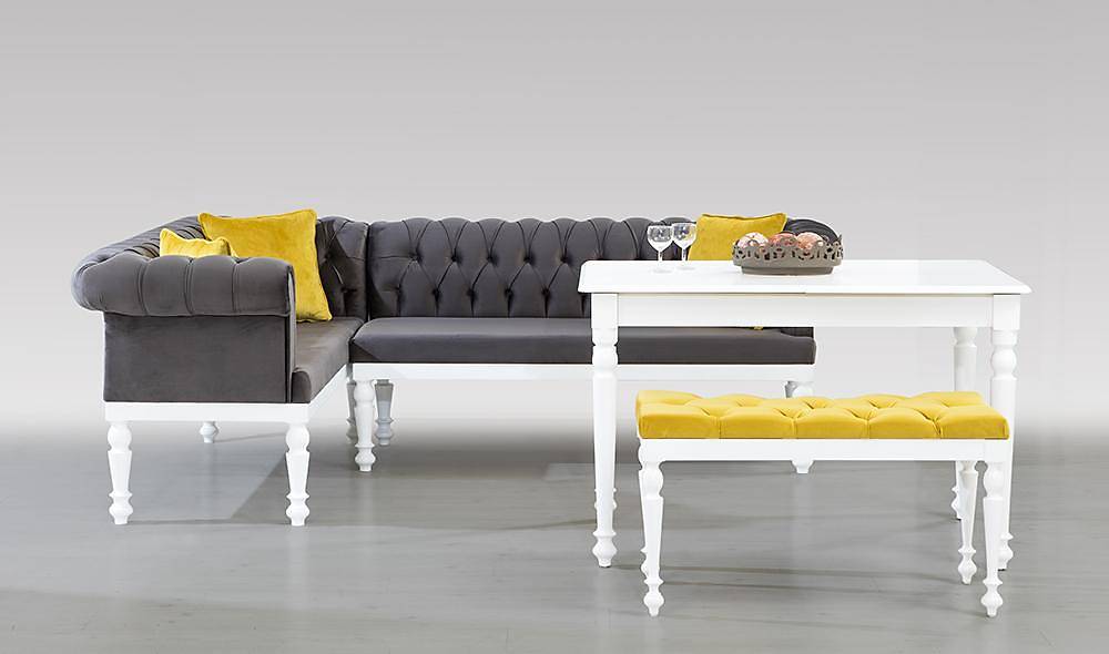 Elit Chester Gri Mutfak Köşe Takımı Mutfak Köşe Takımları