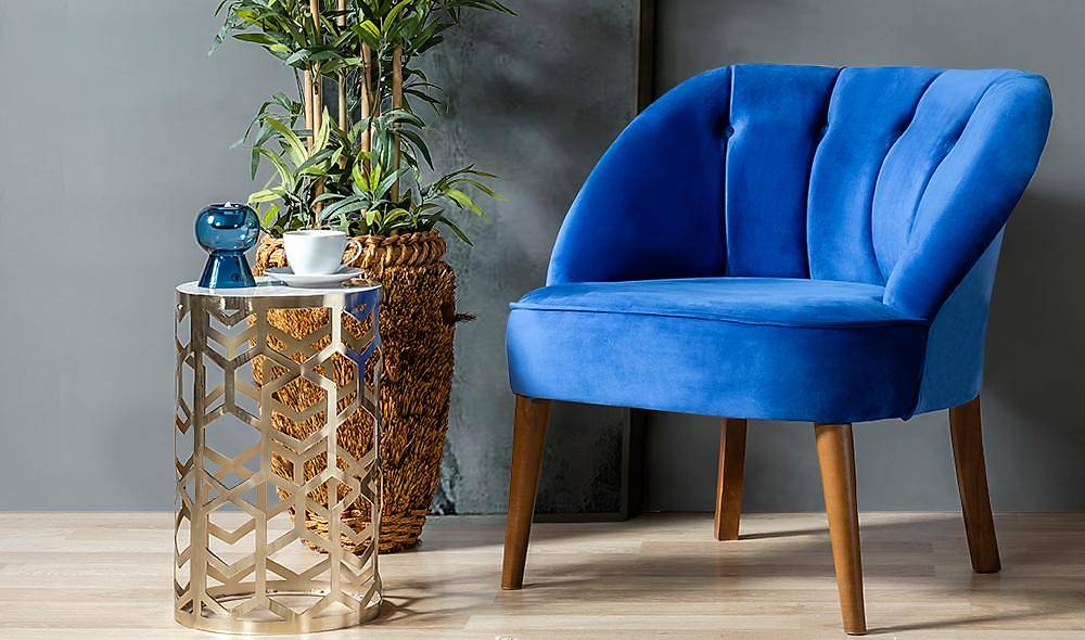 Roselin Mavi Berjer Çay Seti Koltuk