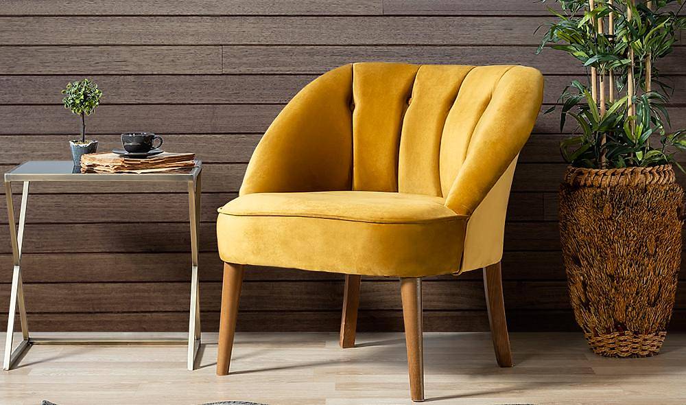 Roselin Sarı Berjer Çay Seti Koltuk