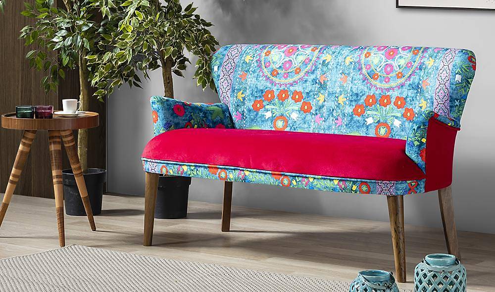 Hawaii Kırmızı İkili Kanepe Çay Seti Koltuk