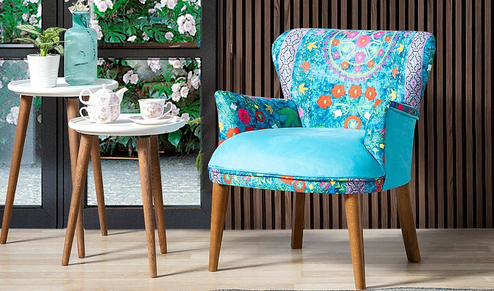 Hawaii Mavi Berjer Çay Seti Koltuk